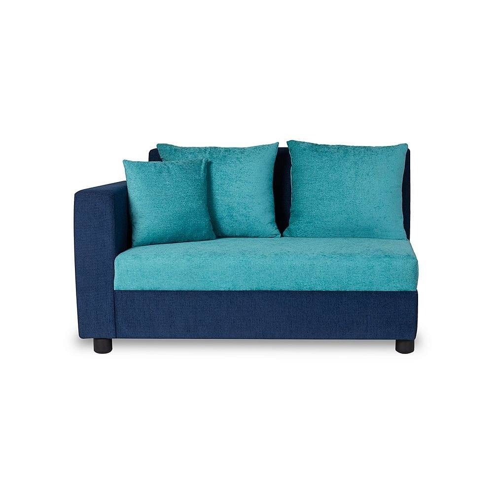 Werfo Skiver L Shape 5 Seater Sofa Set (2 Seater + Right Aligned Chaise)  Dark Blue & Sky Green