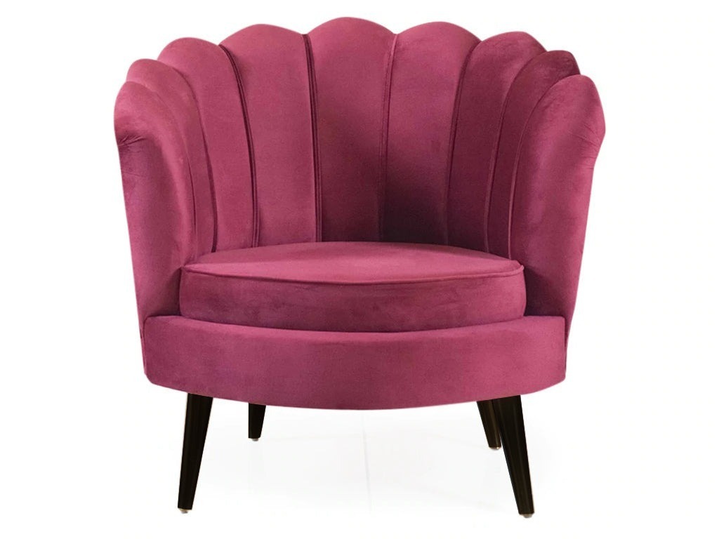 Velma Room Chair In Premium Maroon Velvet Fabric - 32.5(H) X 32.5(W) X 24(D) inches, Seating height : 16.5 Inches