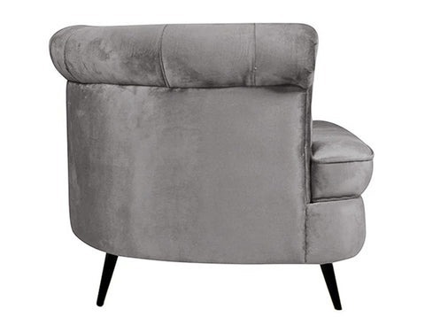 Werfo Bardot Lounge Chair In Grey Velvet Fabric - 29.5(H) X 36(W) X 30(D) inches, Seating height : 18 Inches