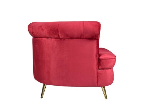 Werfo Bardot Lounge Chair Maroon Velvet Fabric With Golden Legs - 31.4(H) X 31.5(W) X 29.5(D)