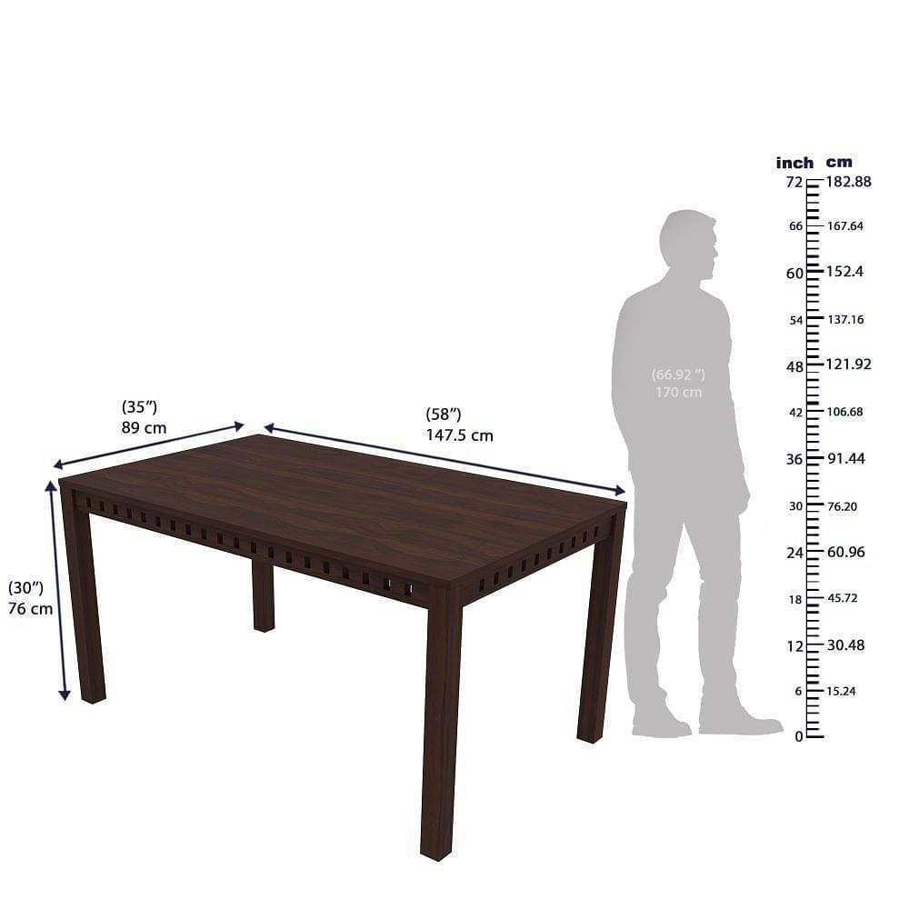 werfo Kopra 6 seater Dining Set (with cushion omega pearl) - Table: (6 seater): L 1.47 m x W 89 cm x H 76 cm (58 x 35 x 30 inches) Bench: L 1 m x W 39.5 cm x H 48 cm (39.3 x 15.5 x 18.8 inches) Chair: L 46 cm x W 50.5 cm x H 99.5 cm (18.1 x 19.8 x 39.1 inches)