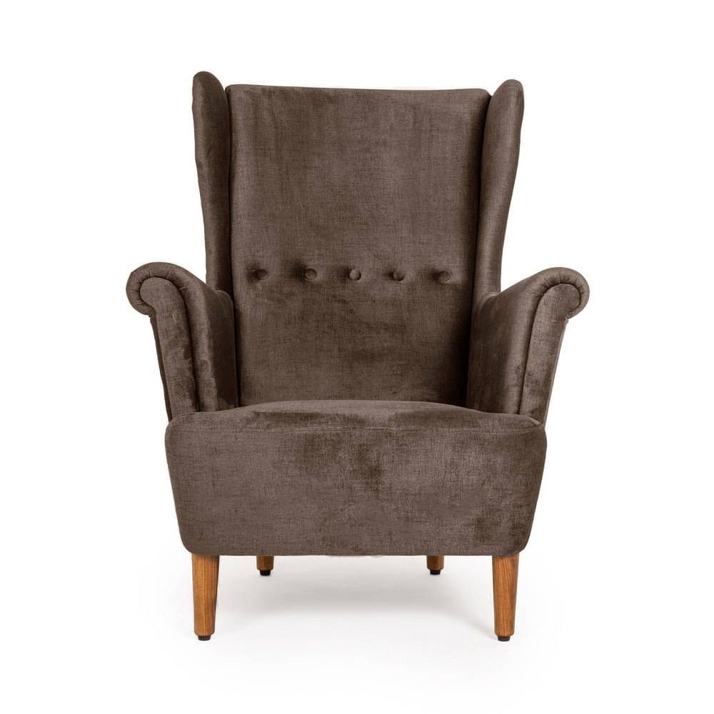 Nicco Wing Chair + Ottoman - Mocha Brown