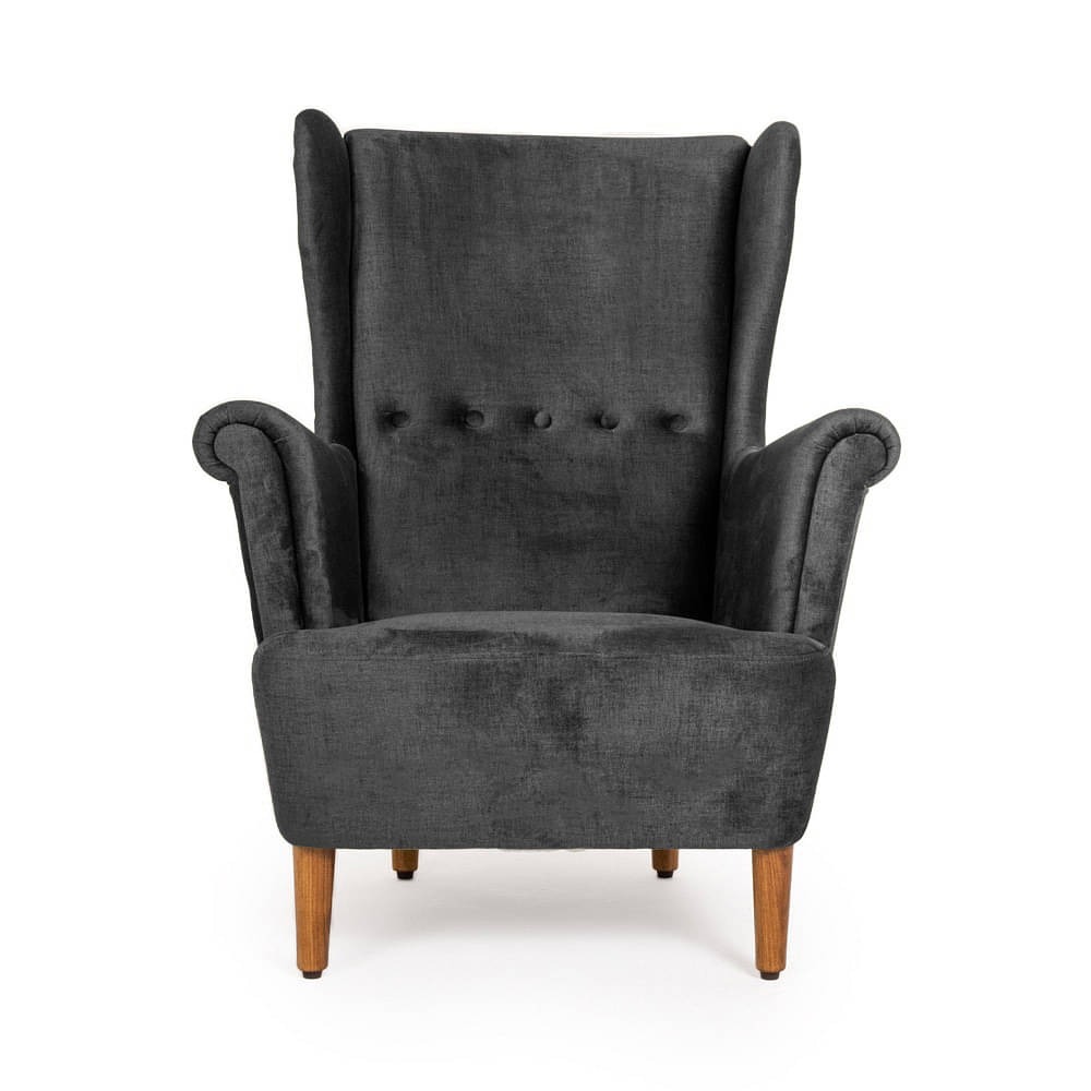 werfo Nicco Wing Chair + Ottoman - Charcoal Grey