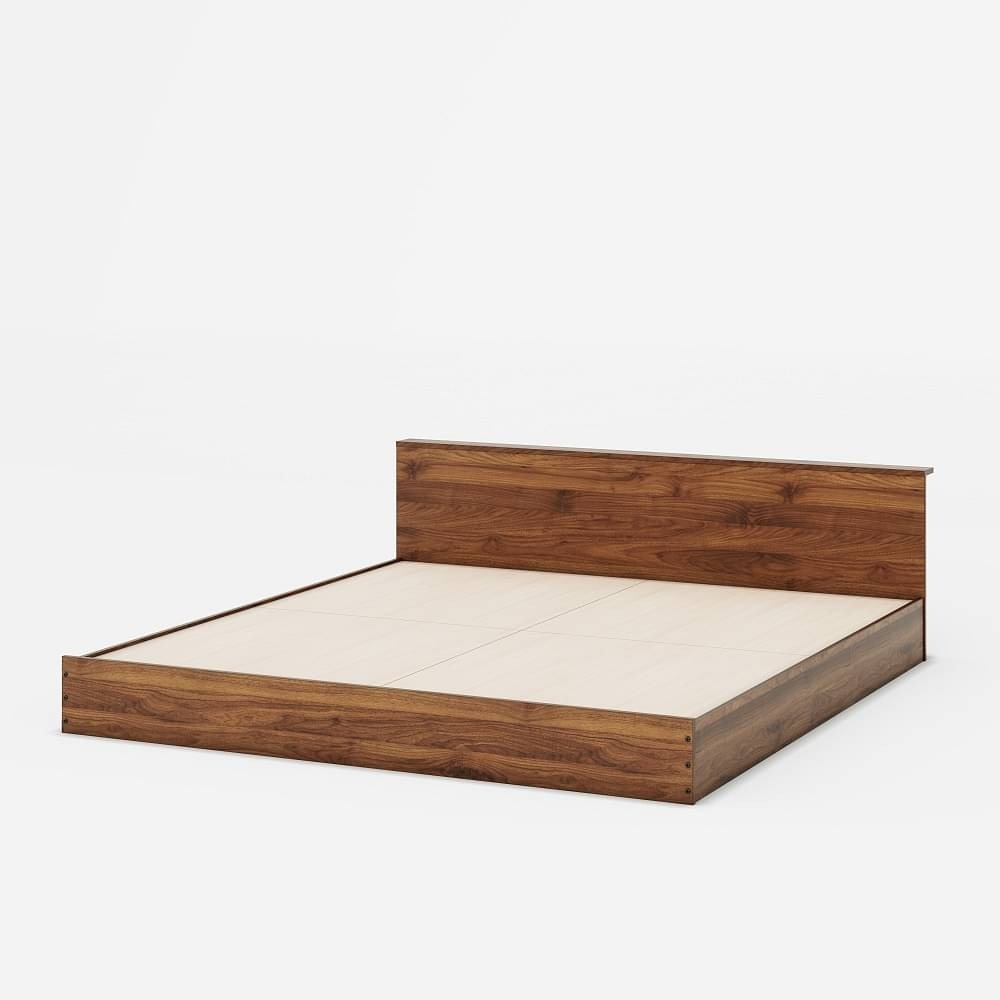 Werfo Cosmo Platform Low Height Engineered Wood Bed King, 78" x 72", Without Storage, Columbian Walnut| 1.98m x 1.83m