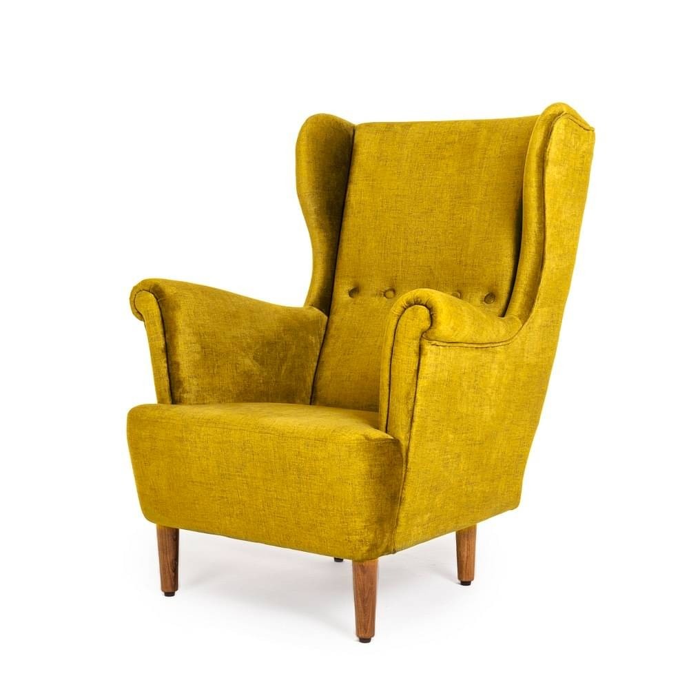 Werfo Nicco Wing Chair + Ottoman - Reflection Yellow With ottoman, Yellow