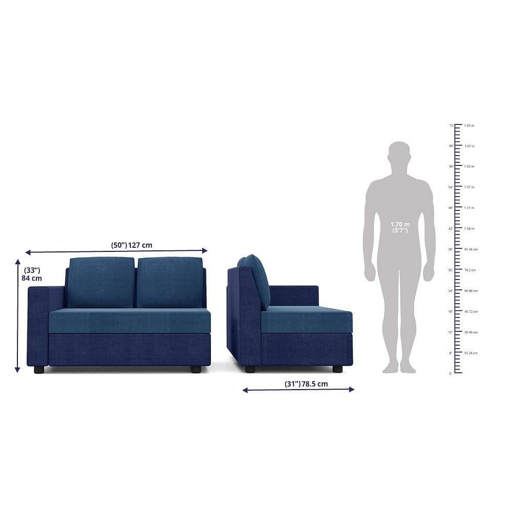 Werfo Skiver L Shape 5 Seater Sofa Set (2 Seater + Left Aligned Chaise) Dark blue & Midnight Blue