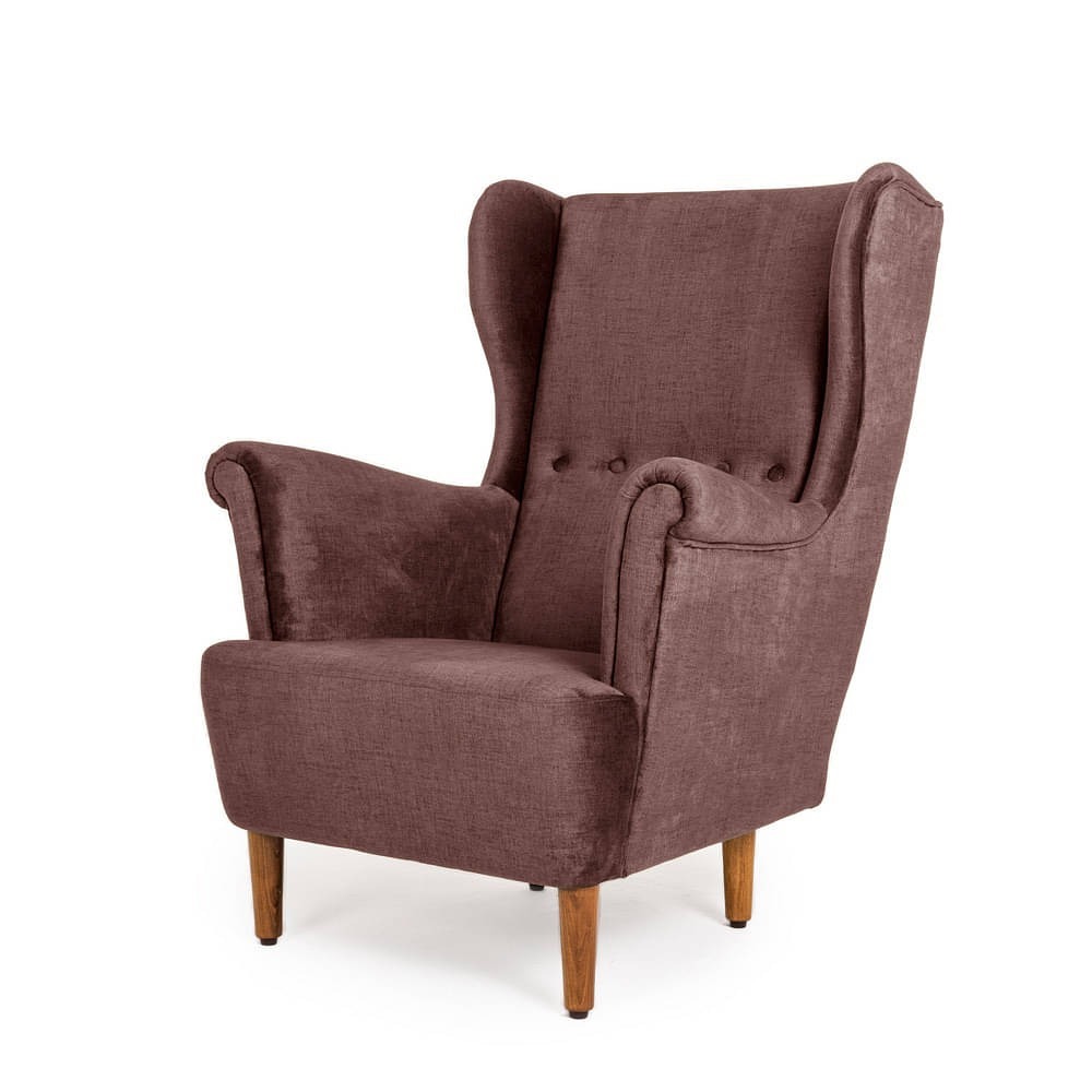 Werfo Nicco Wing Chair + Ottoman - Rose Brown