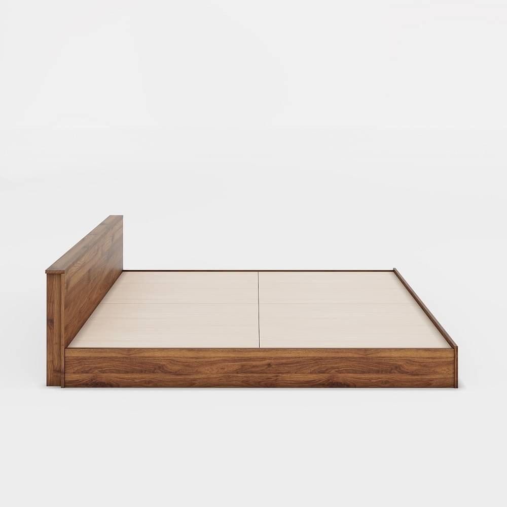 Werfo Cosmo Platform Low Height Engineered Wood Bed King, 78" x 72", Without Storage, Columbian Walnut| 1.98m x 1.83m