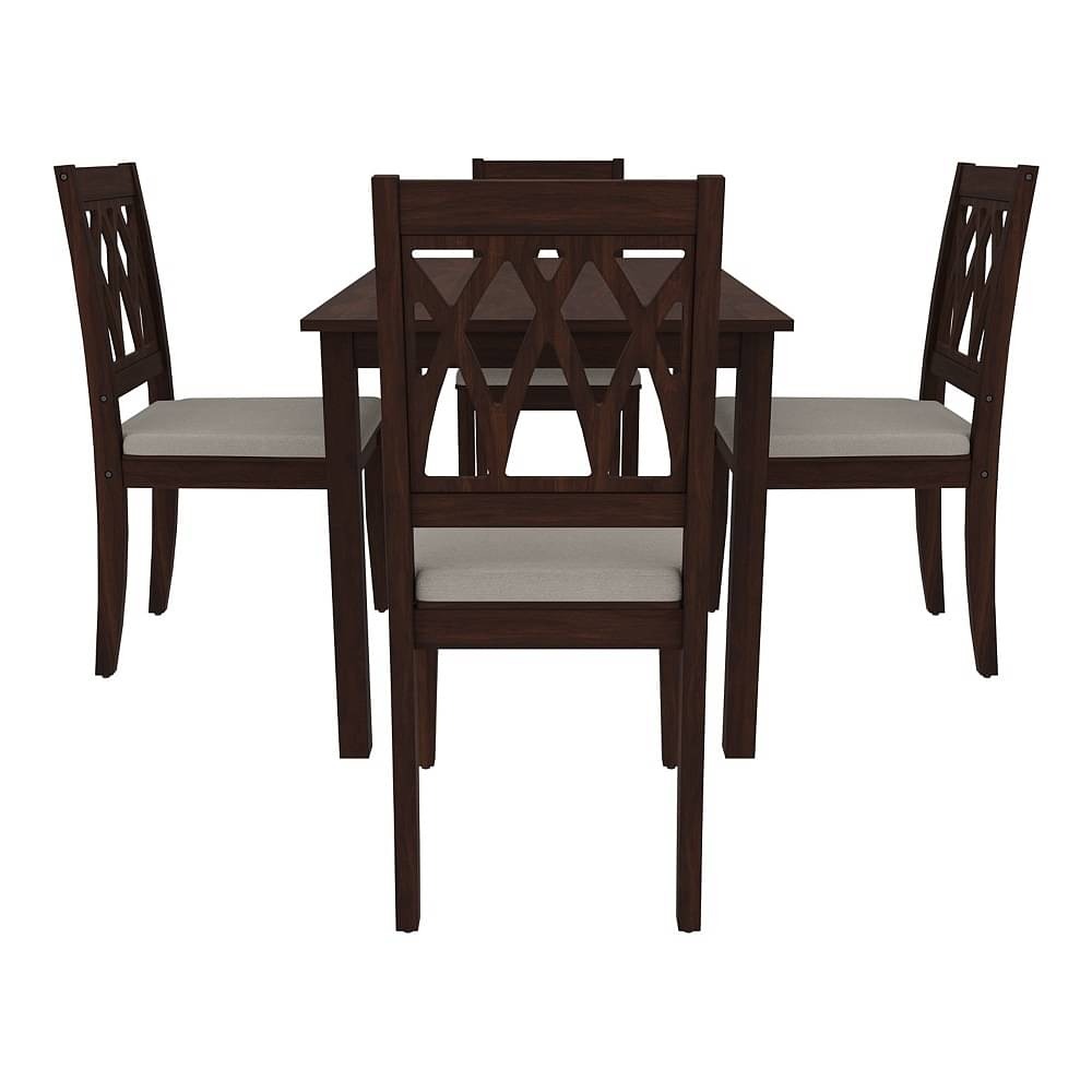 Minto 4 Seater sheesham wood Dining Set (With Cushion - Omega Pearl)