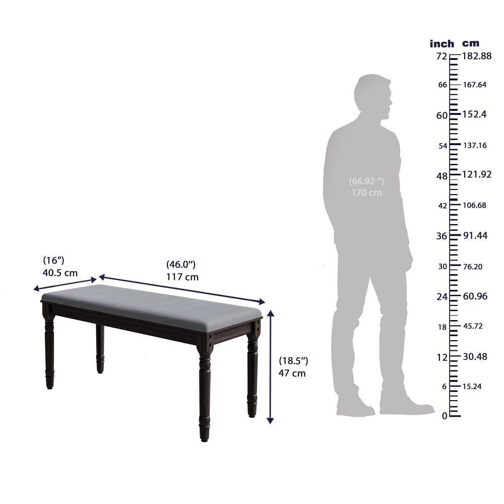 werfo Finik 6 Seater sheesham wood Dining Set (With Cushion - Smoke Grey) - Table: (6 seater): L 1.4 m x W x 89 cm x H 76 cm (57.8 x 35 x 30 in inches) Bench: L 1.1 m x W 40.5 cm x H 47 cm (46 x 16 x 18.5 in inches) Chair: D 53 cm x W 47 cm x H 1.0 cm (20.8 x 18.5 x 40.3 in inches)