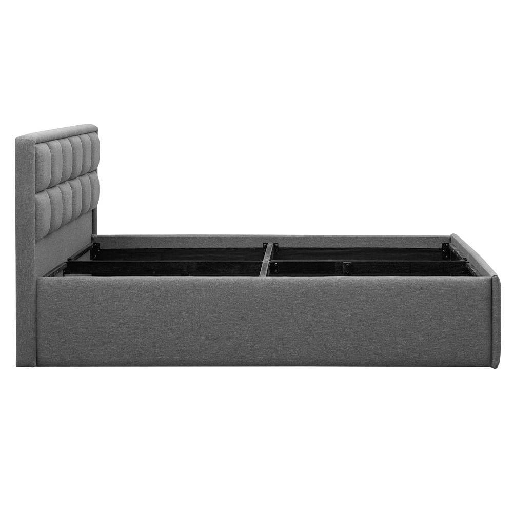 Werfo Surma Queen Size Solid Wood Upholstered Bed Queen, 78" x 60", With Storage, Omega Grey - 83 x 67 x 40 Inches