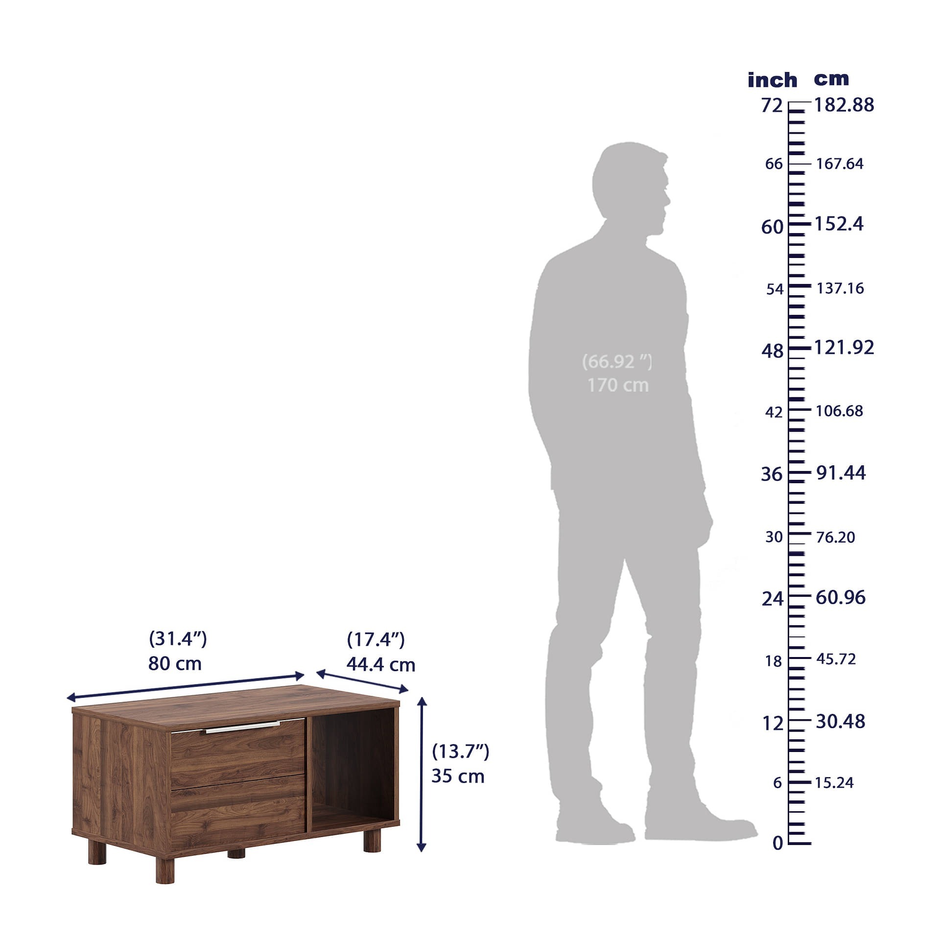 Werfo Sencillo Coffee Table - L 79.7cm x W 44.19cm x H 34.7cm