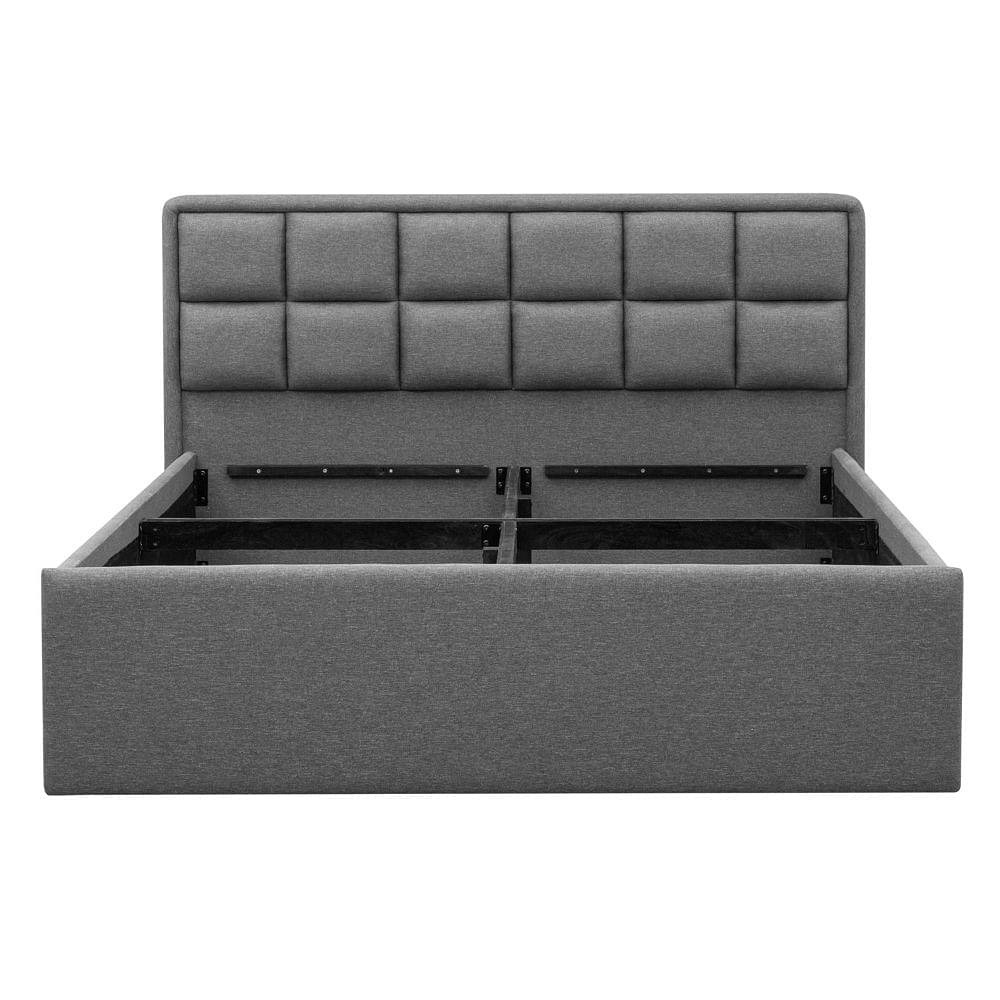 Werfo Surma Queen Size Solid Wood Upholstered Bed Queen, 78" x 60", With Storage, Omega Grey - 83 x 67 x 40 Inches