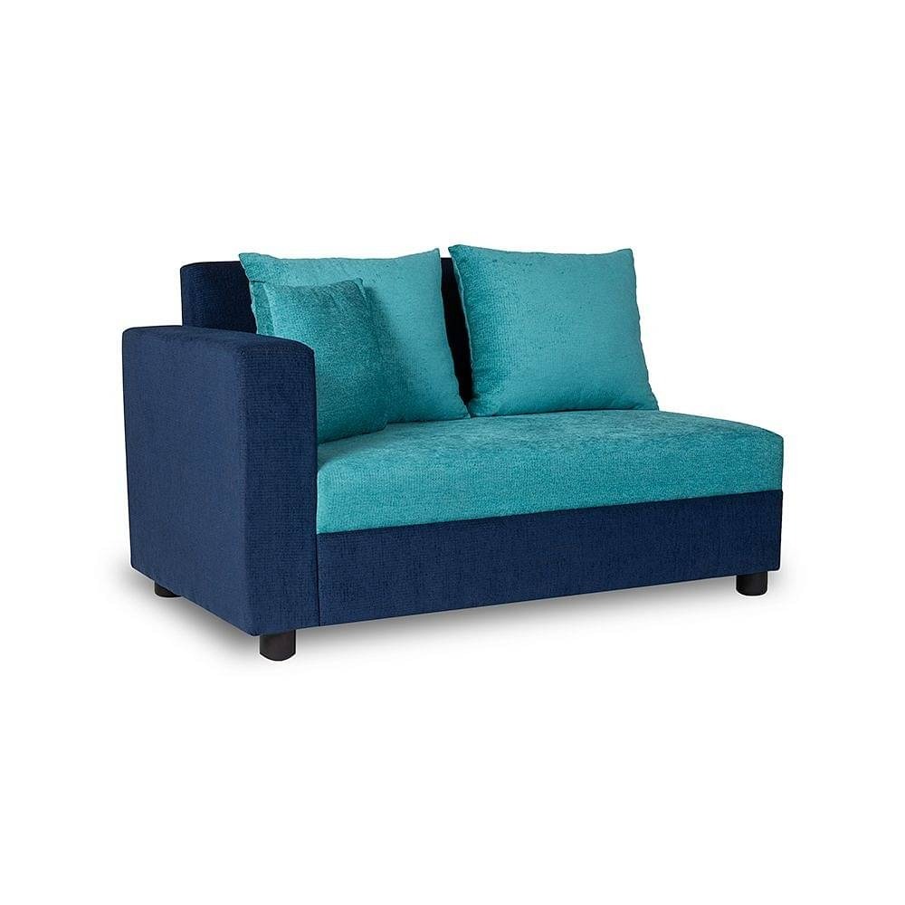 Skiver L Shape 5 Seater Sofa Set (2 Seater + Right Aligned Chaise) Dark Blue & Sky Green