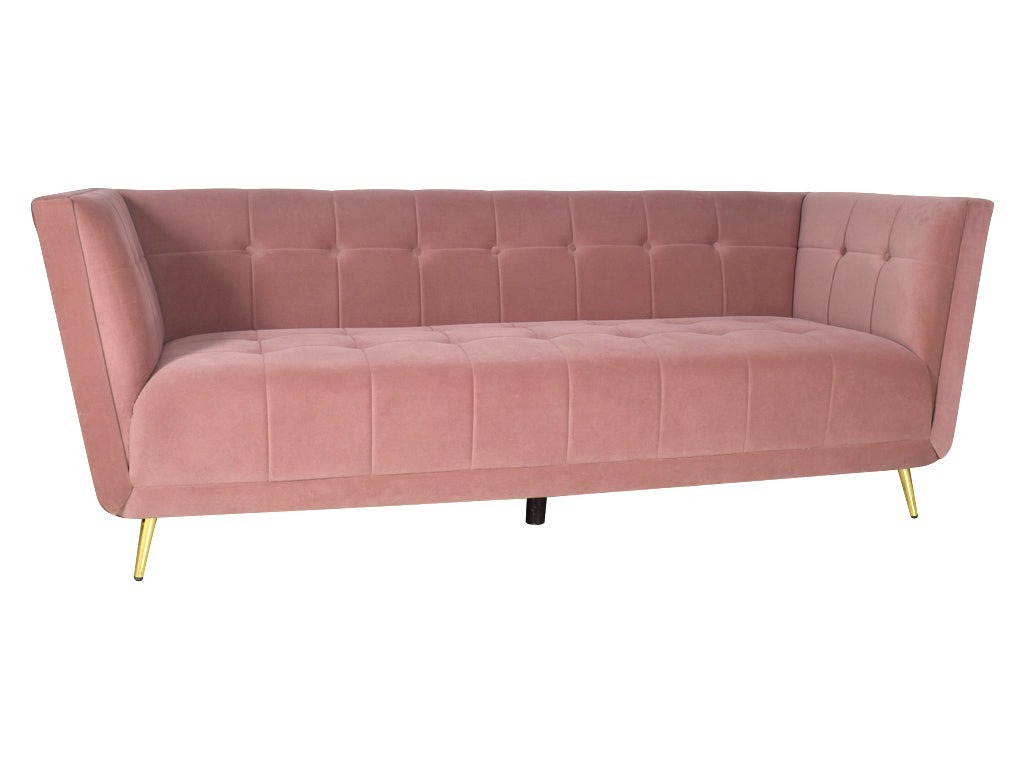 werfo Mofasa Sofa In Rose Gold Premium Velvet Fabric (3 seater) - 84(W) x 32(D) x 31(H) inches