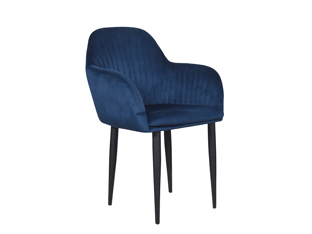 Werfo Harley Slipper Chair In Blue Fabric - Experience pure comfort and relaxation with the Harley Slipper Chair. Crafted with a sturdy frame and metal legs, it's designed to be comfortable and built to last. The armrest and plush fabric add further comfort to the lounge chair, ensuring you can truly relax.  Condition: Brand New Type: Lounge Chair Colour: Blue (Customisable) Material: Fabric Dimensions : 22.5(W) X 19(D) X 34(H) inches; Seating Height: 19 inches;