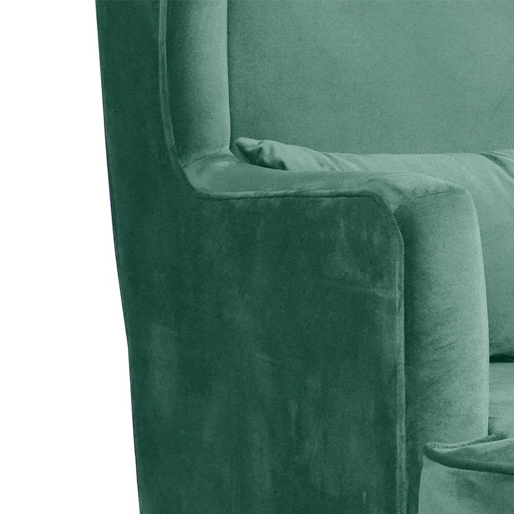 werfo Genoa Wing Chair In Green Velvet Fabric - 28(W) x 31.5(D) x 42.5(H) inches; Seating Height - 17.5 inches