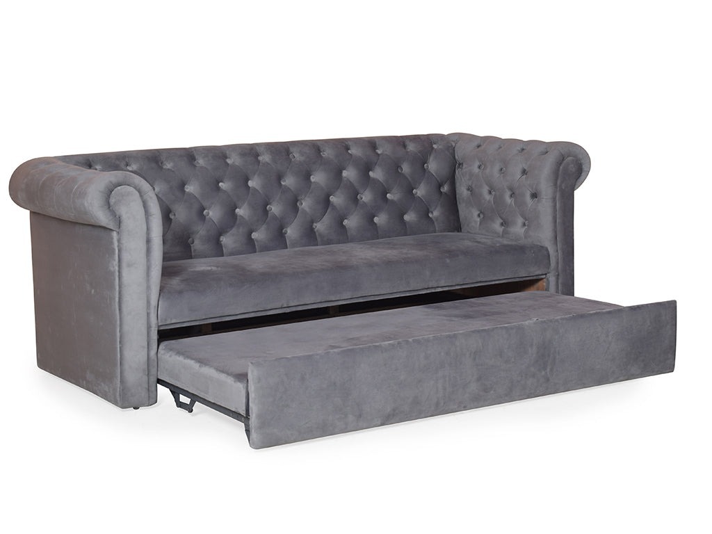 werfo Berlin Sofa Cum Bed In Grey Color - Sofa : 86(W) X 33(D) X 30(H) ; Bed :  86(W) X 60(D)(Internal 52 in) X 16(H) inches; Seating Hight : 16 Inches