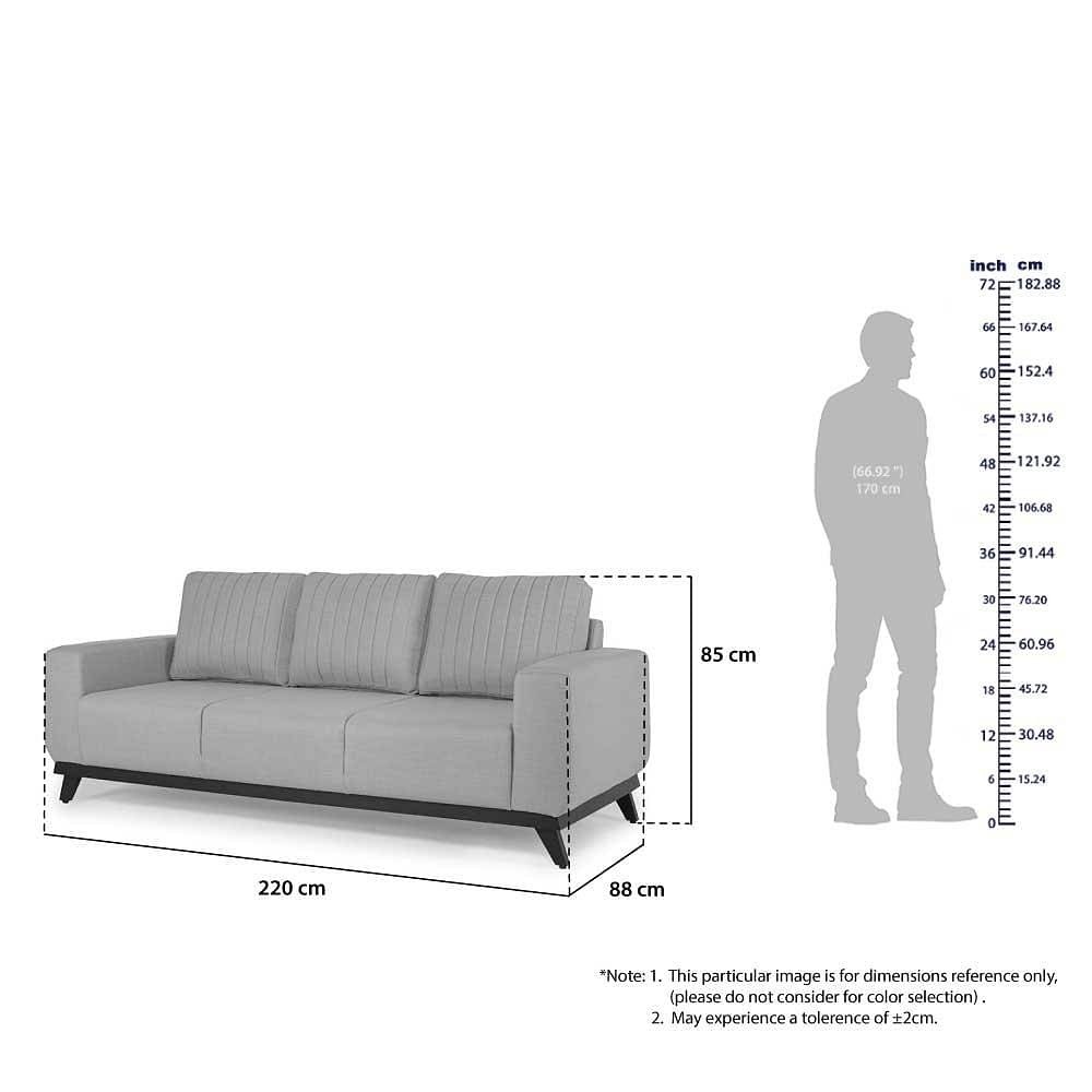 Werfo Barcelona Sofa - Three Seater  - L 2.2m x W 88cm x H 85cm (87 x 35 x 33Inches)