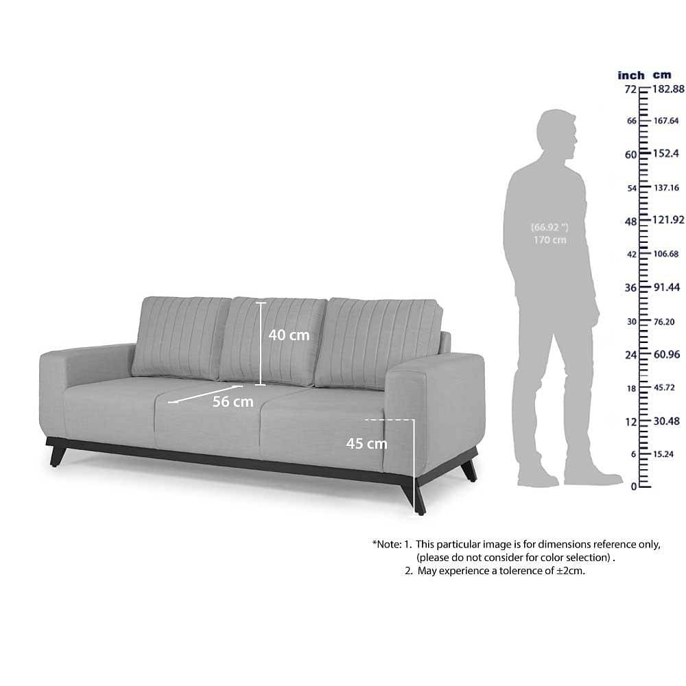 Werfo Barcelona Sofa - Three Seater  - L 2.2m x W 88cm x H 85cm (87 x 35 x 33Inches)