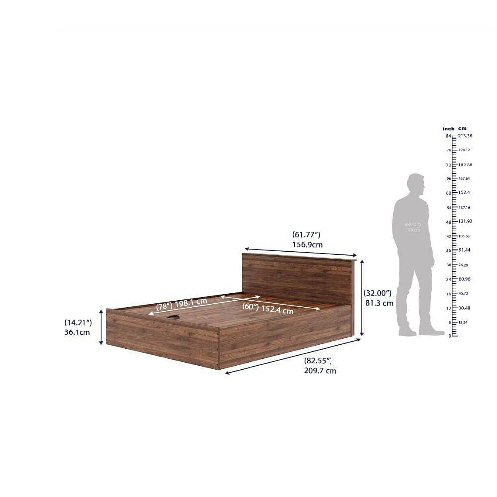 Taurus Queen Storage Engineered Wood Bed with Hydraulic mechanism - 78x60 inch | 1.98m x 1.52m