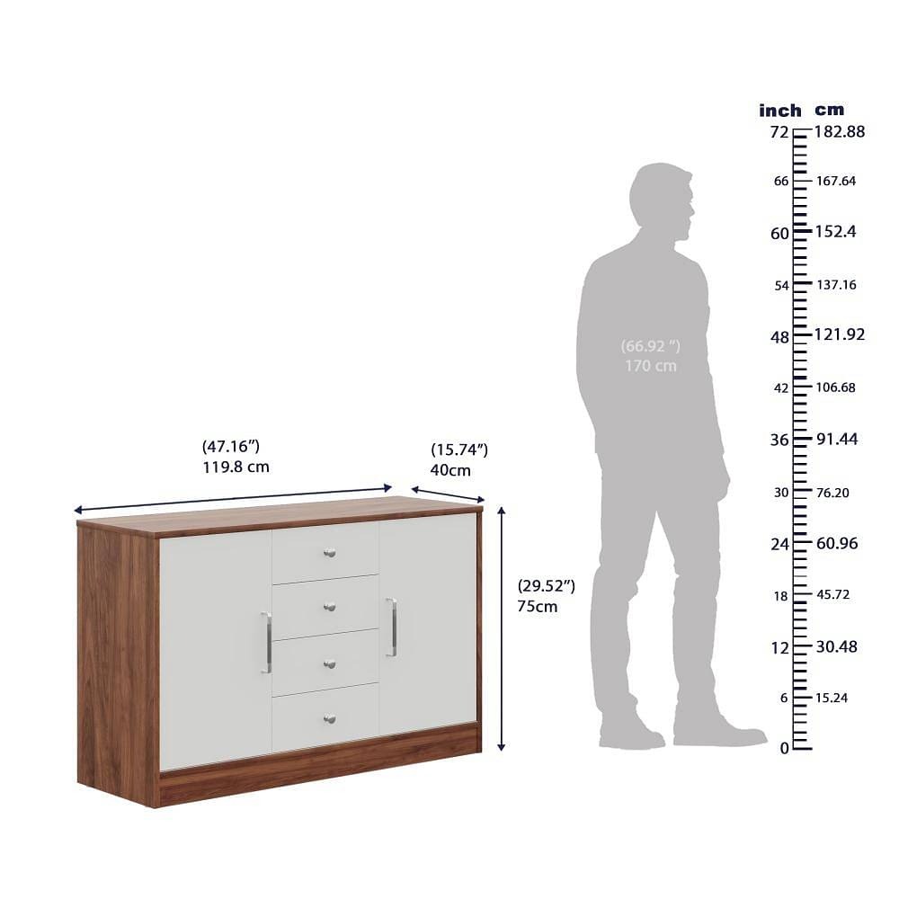 Werfo Uruk Side Board Columbia Walnut And Frosty White  