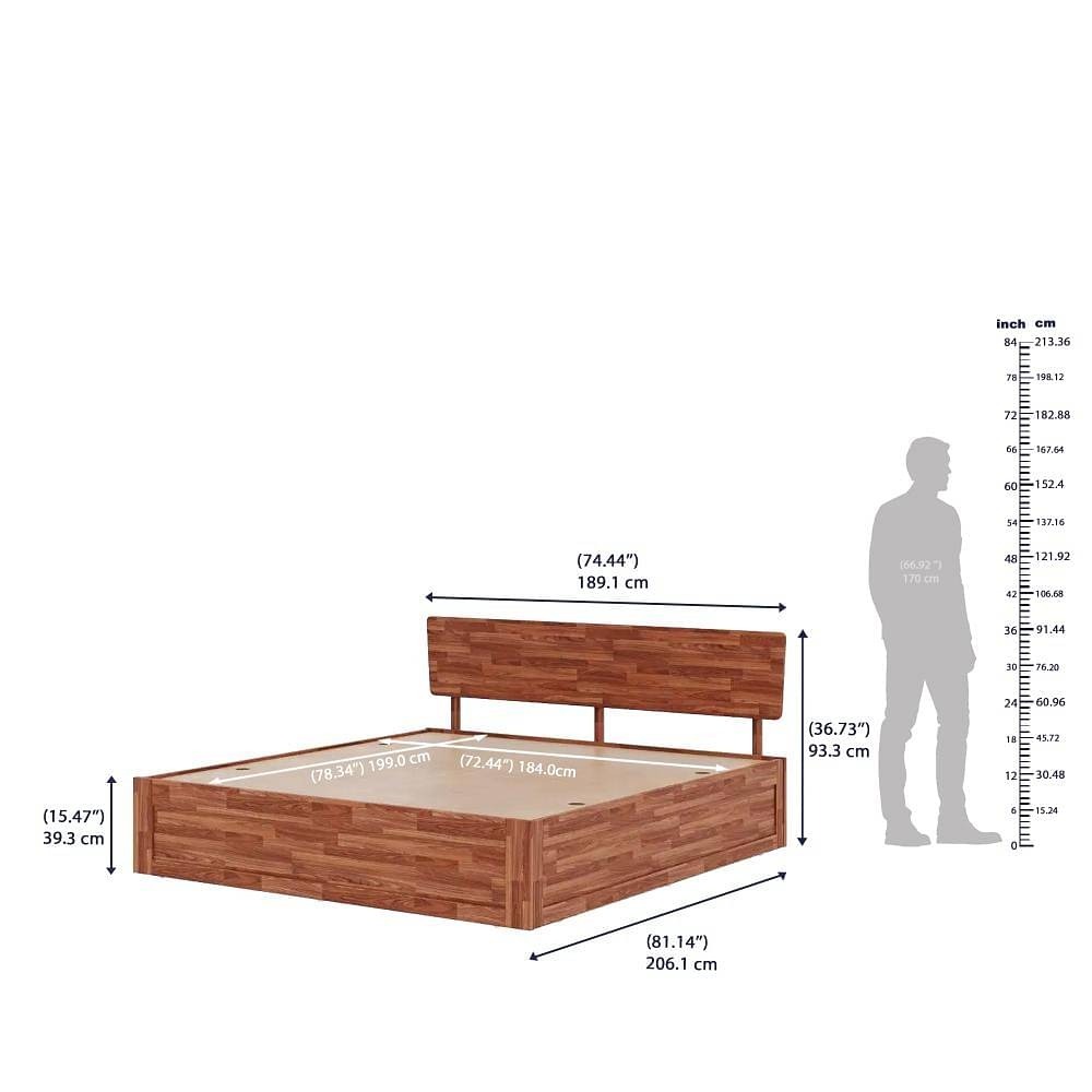 Werfo Ara King Teak Bed With Storage King, 78" x 72", With Storage, Teak Wood, Natural Teak| 1.98m x 1.83m