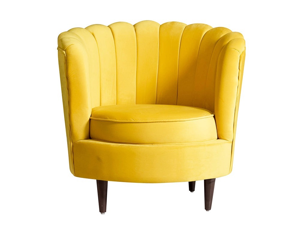 werfo Velma Room Chair In Premium Yellow Velvet Fabric - 32.5(H) X 32.5(W) X 24(D) inches, Seating height : 16.5 Inches