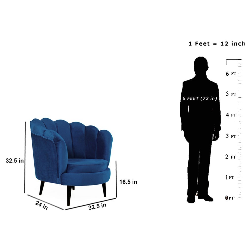 Werfo Velma Room Chair In Premium Blue Velvet Fabric - 32.5(H) X 32.5(W) X 24(D) inches, Seating height : 16.5 Inches