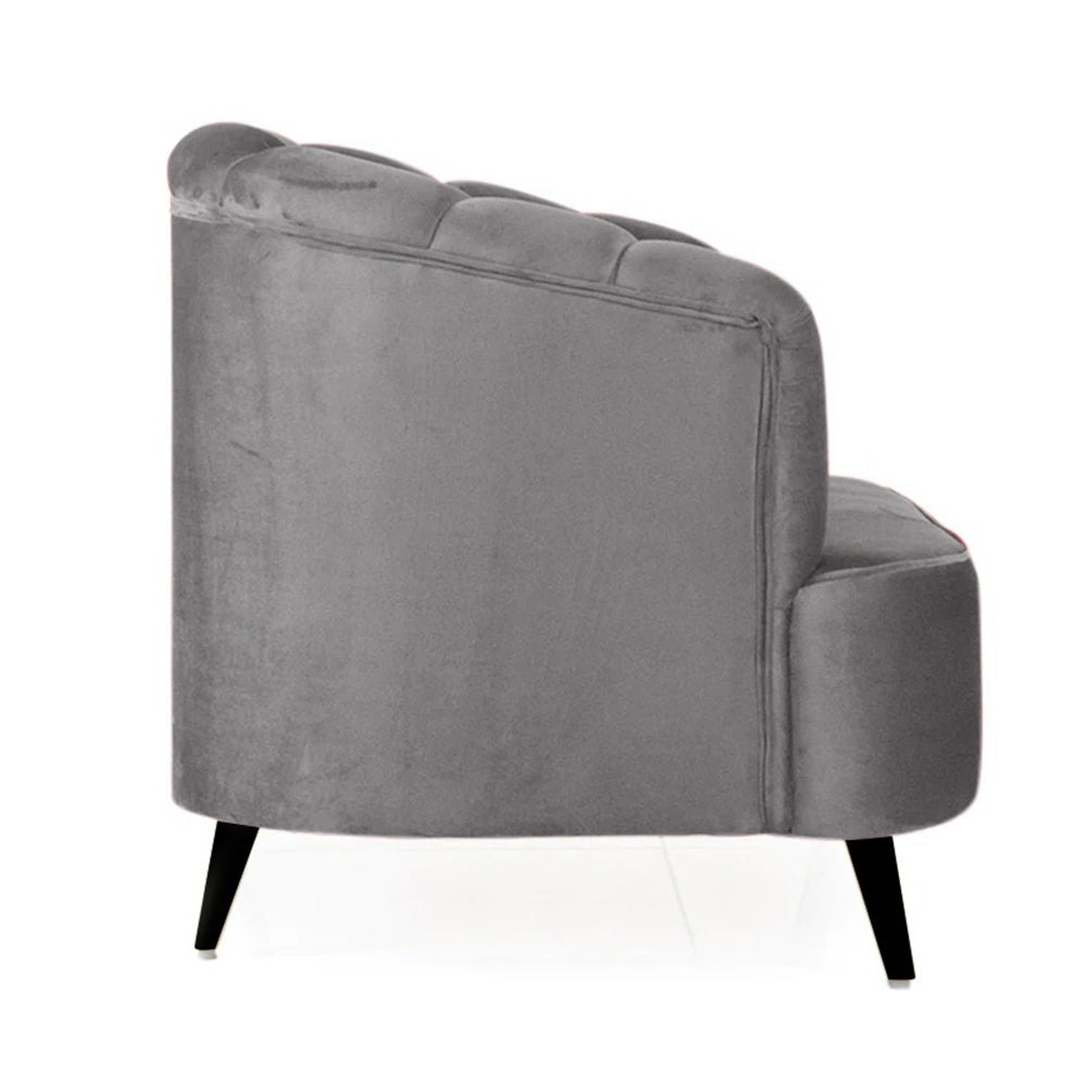 werfo Nelio Lounge Chair In Grey Velvet Fabric - 33(H) X 32(W) X 28(D) inches, Seating height : 16 Inches