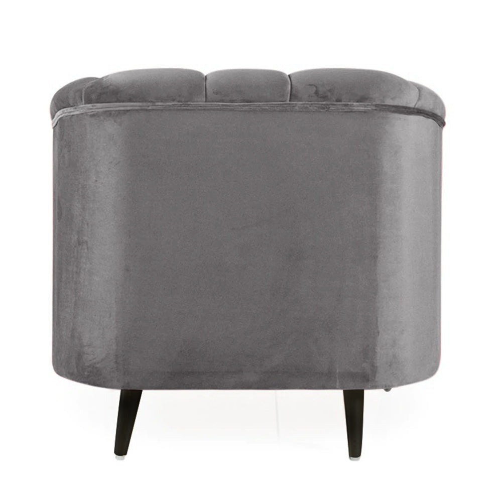 werfo Nelio Lounge Chair In Grey Velvet Fabric - 33(H) X 32(W) X 28(D) inches, Seating height : 16 Inches