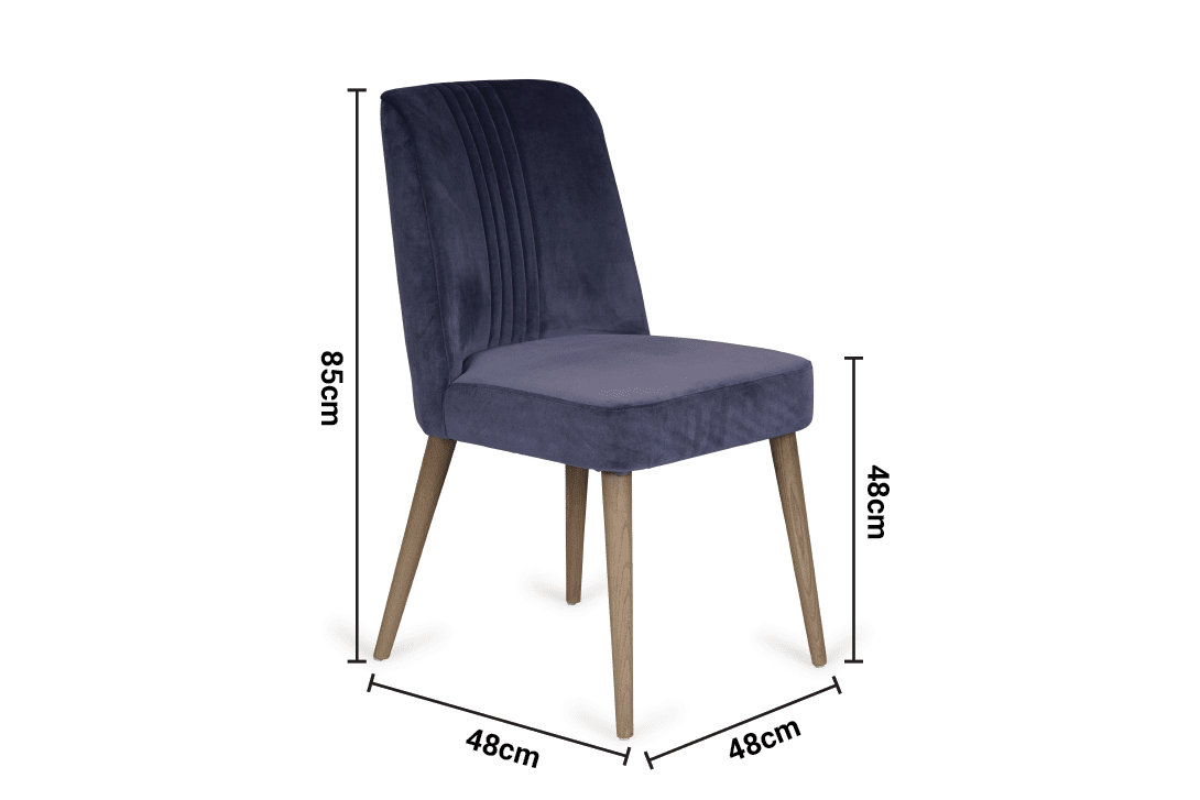 Werfo Alonso Navy Velvet Dining Chair Grey Leg - 48 × 48 × 85 cm