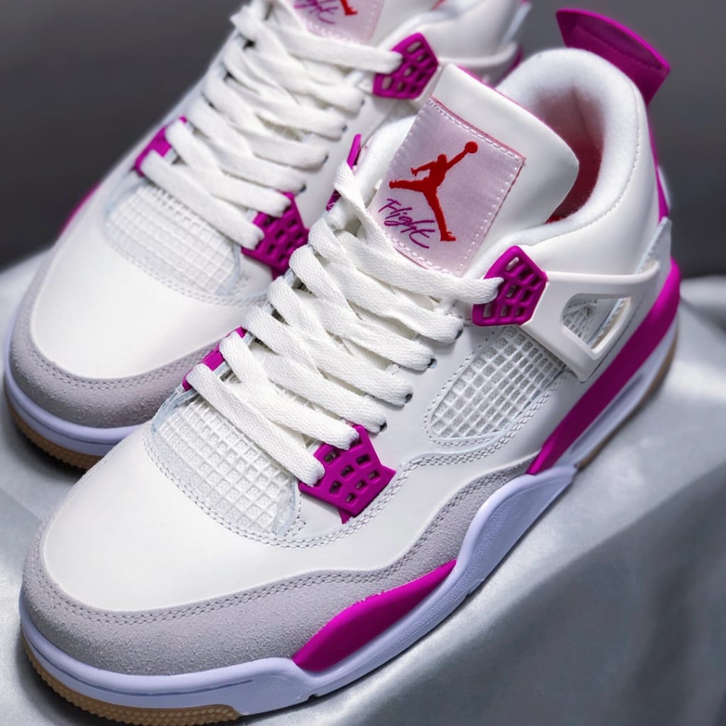 Nike  Nike Air Jordan Retro 4 White Fuchsia - White, 45