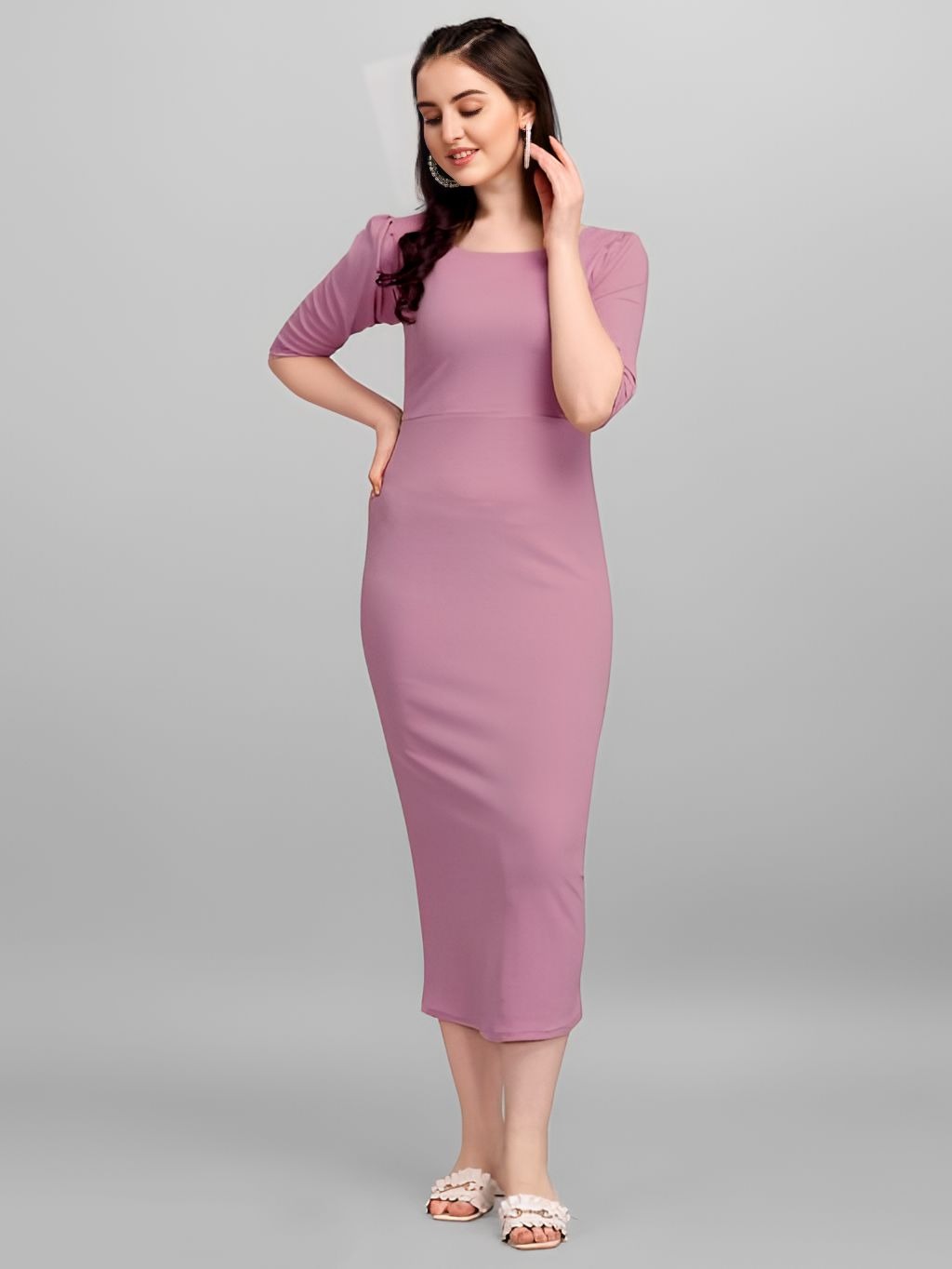 Bodycon Dress - Onion Pink, S, Free