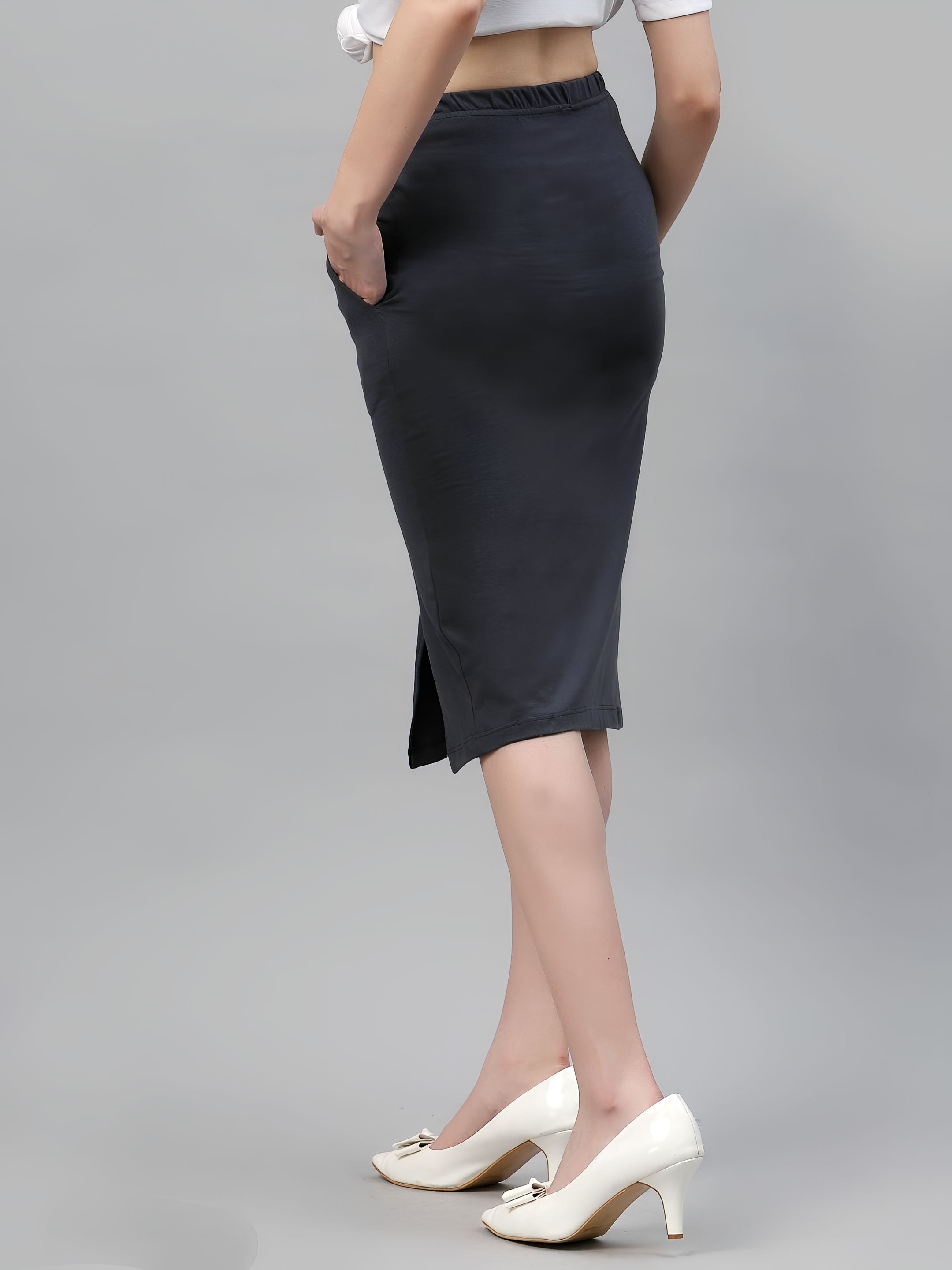 Bodycon Skirt - Gray, S, Free