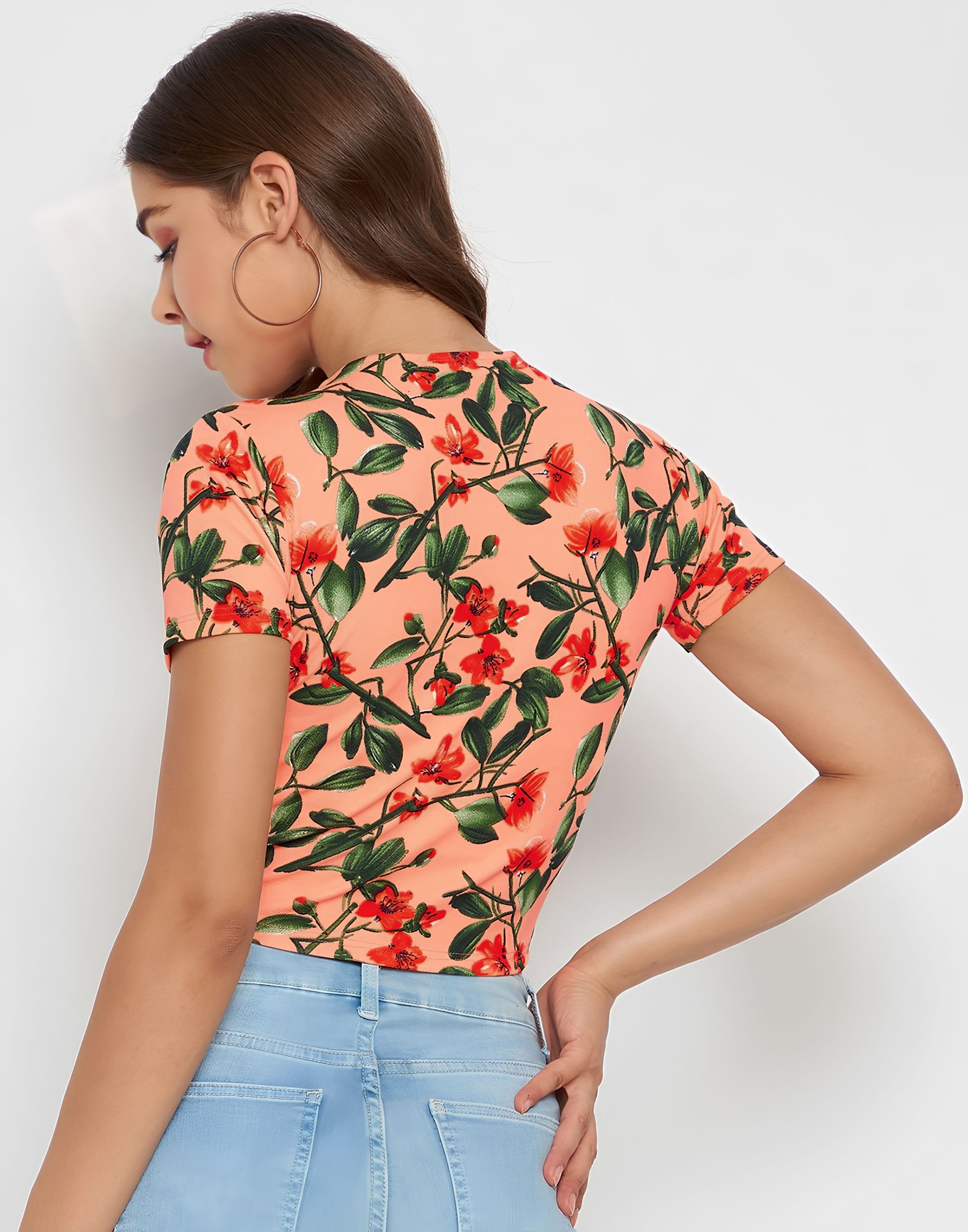 Front Drawstring Crop Top - Multicolor, M, Free