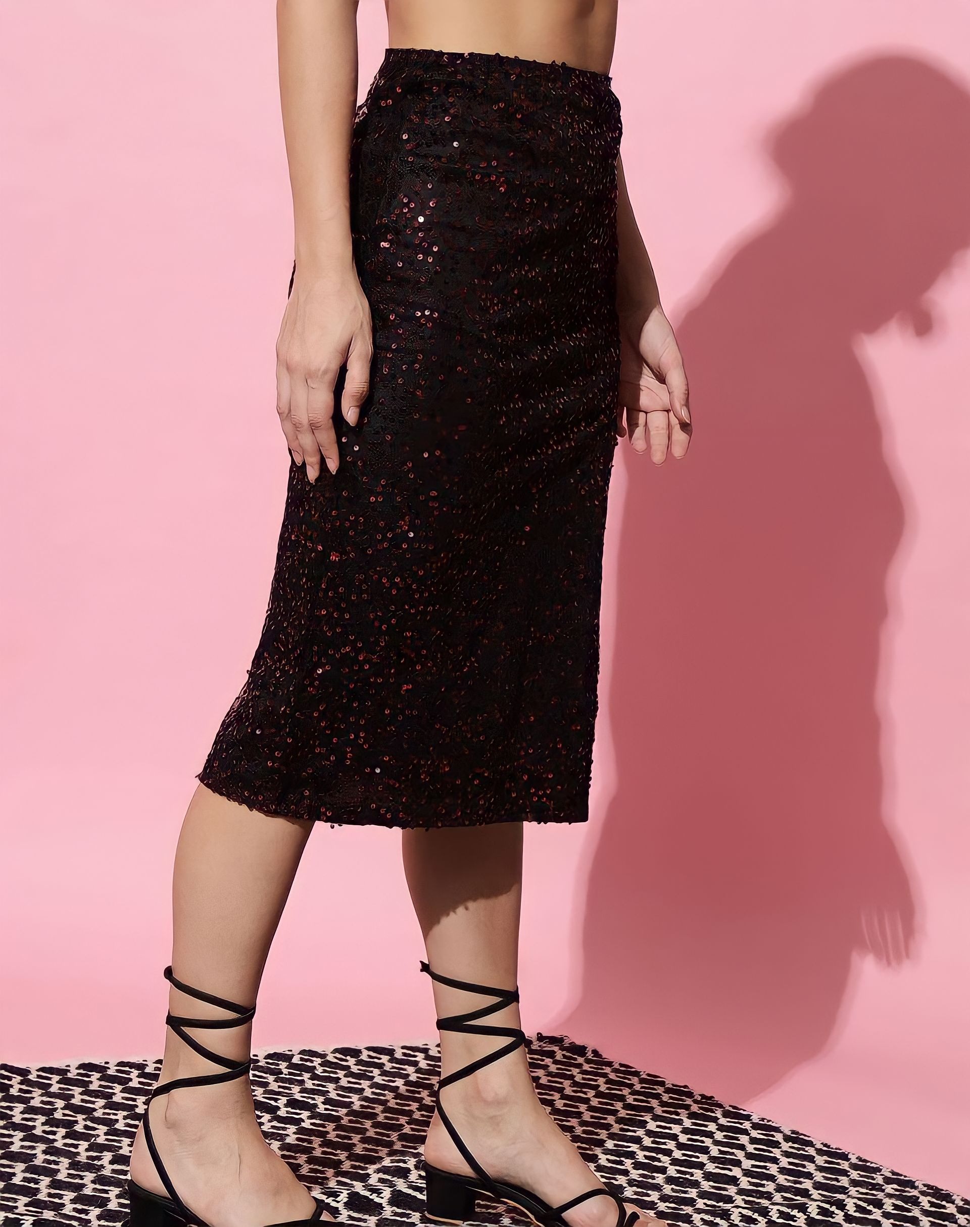 Sequin Party Skirt - Mahogany, 26, Free