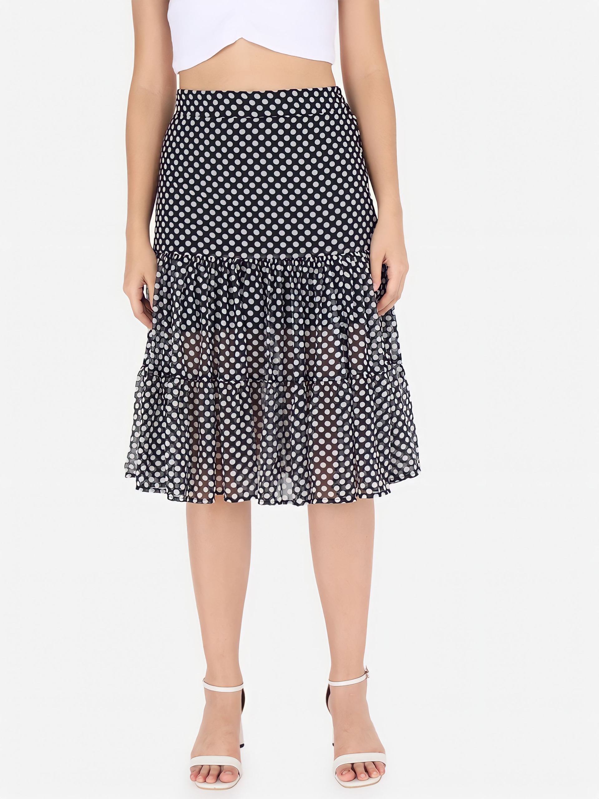 Polka Dot Skirt - Black, 34, Free