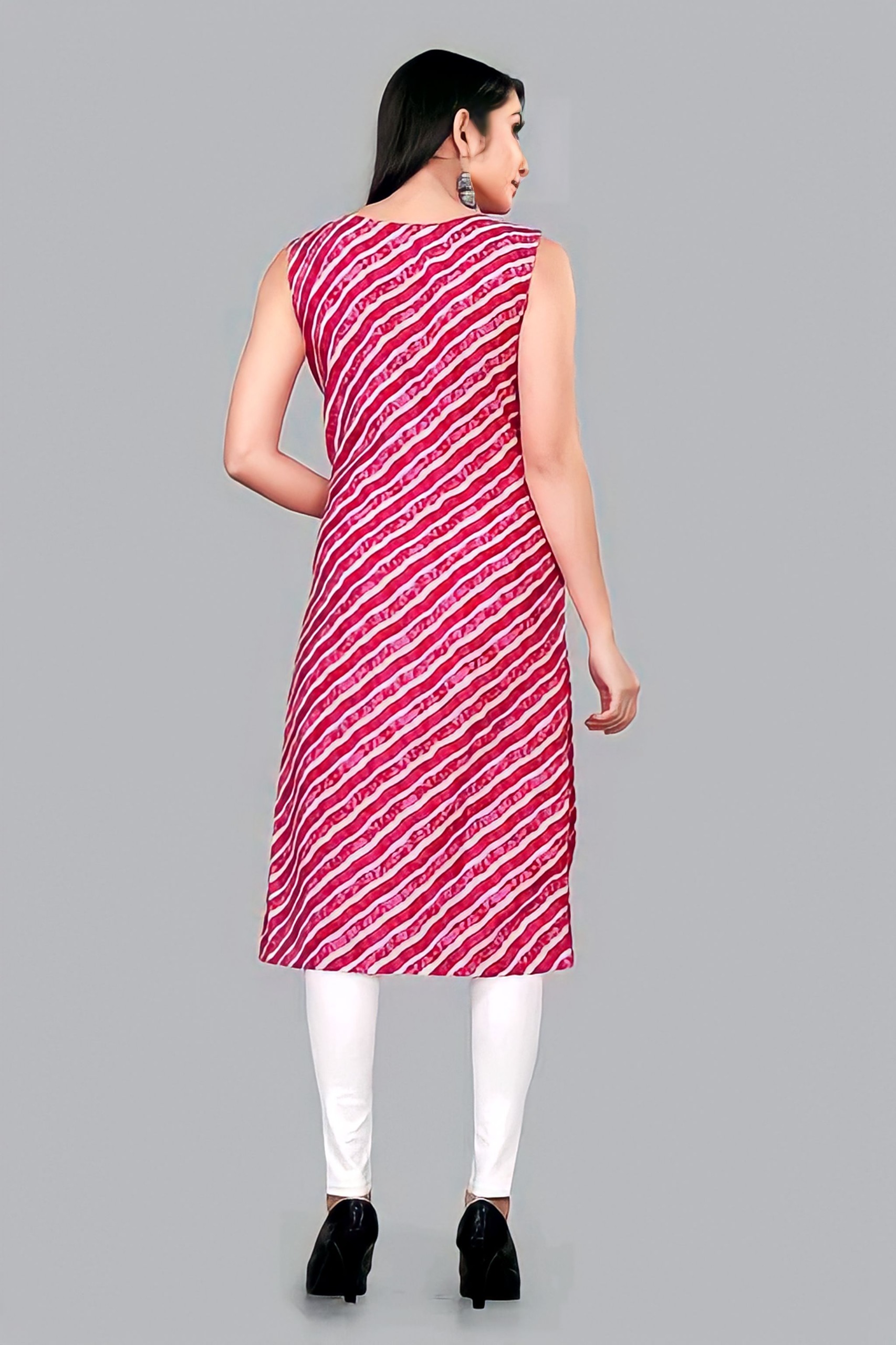 Cotton Sleeveless Kurti - Multicolor, XXL, Free