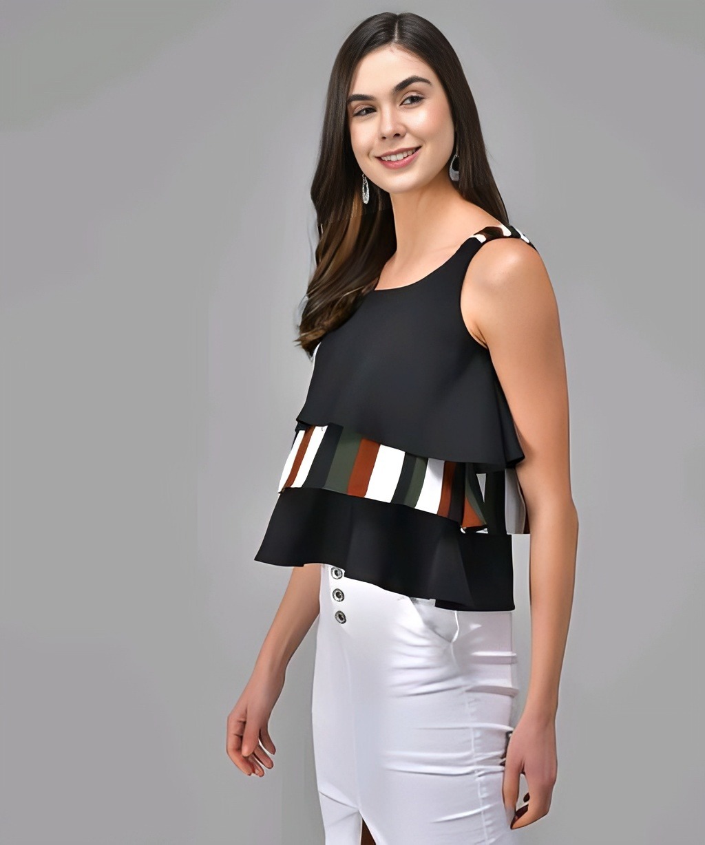 Stylish Buffer Top - Black, S, Free