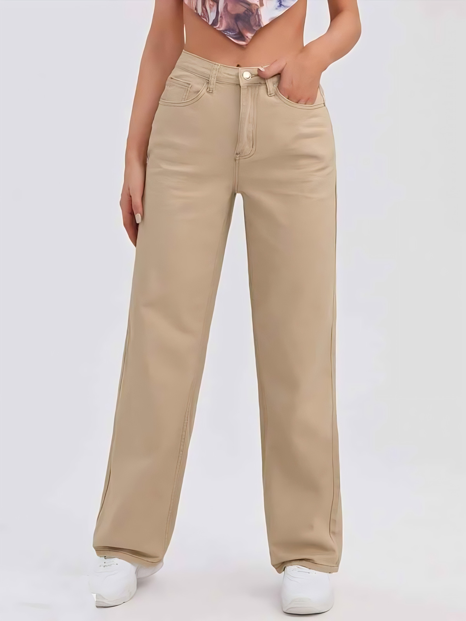 Bell Bottom Jeans - Beige, 32, Free