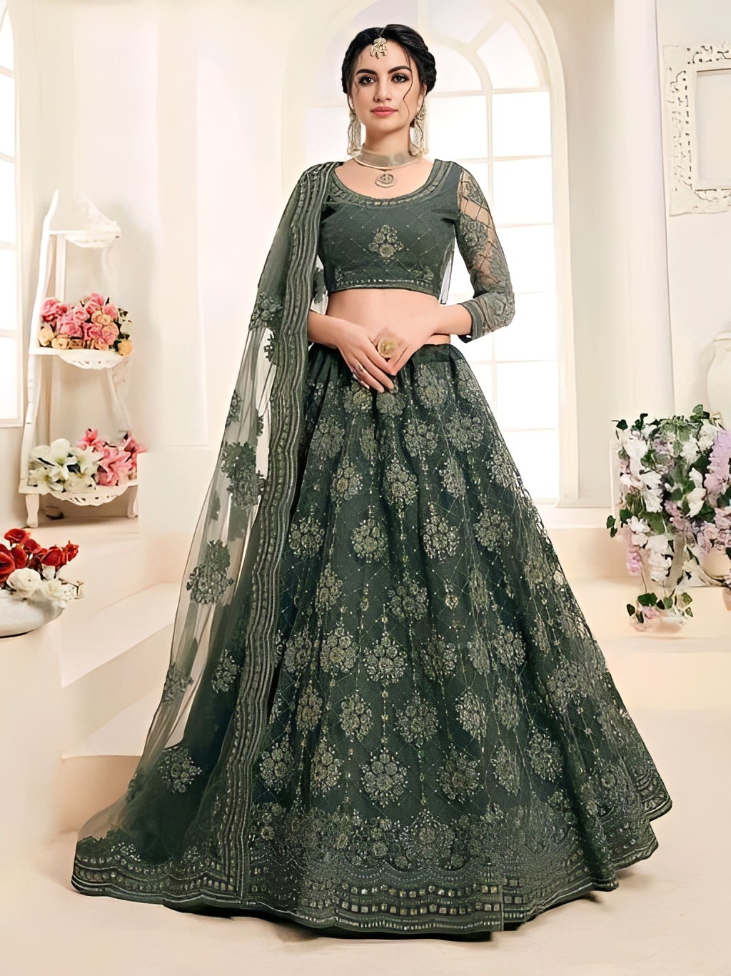 Ethnic Lehenga - Cape Cod, Semi Stitched, Free