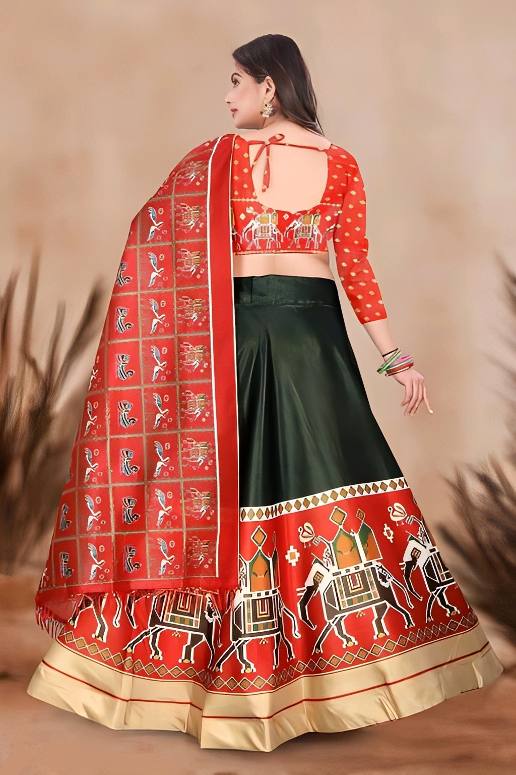 Designer Branded Lehenga - Multicolor, Semi Stitched, Free