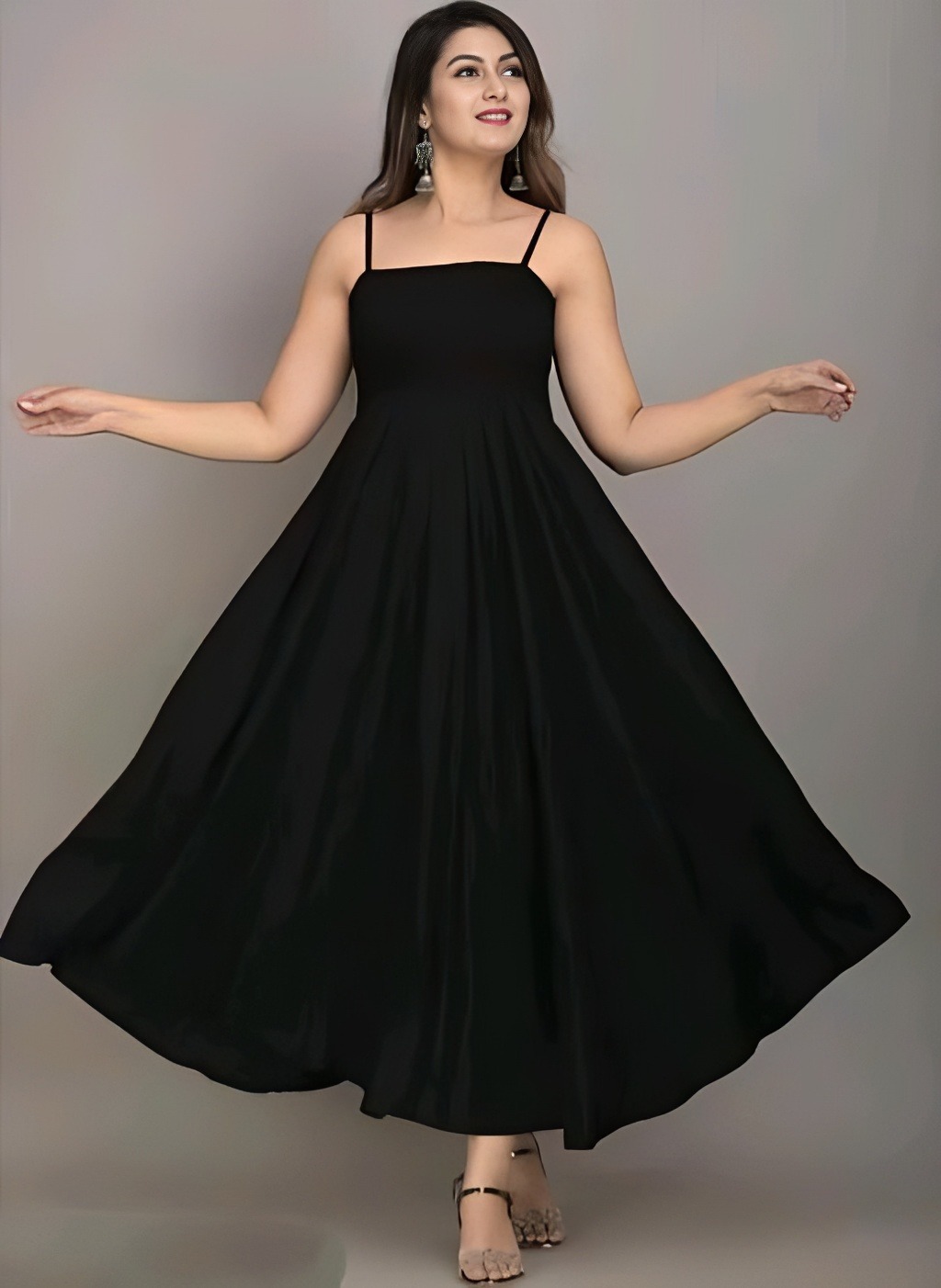 Fashionable Maxi Dress - Black, M, Free