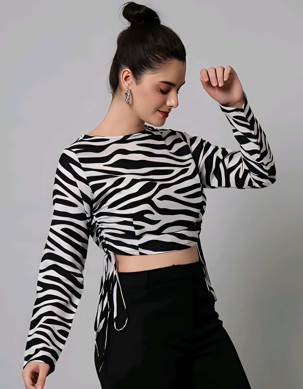 Cool Printed Dress - Black & White, M, Free