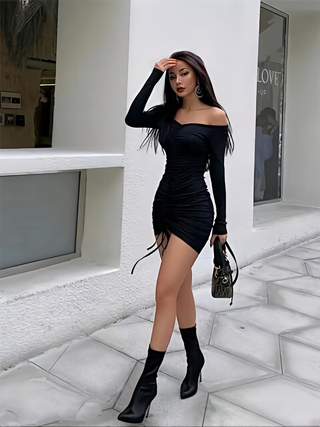 Sensual Midi dress - Black, S, Free