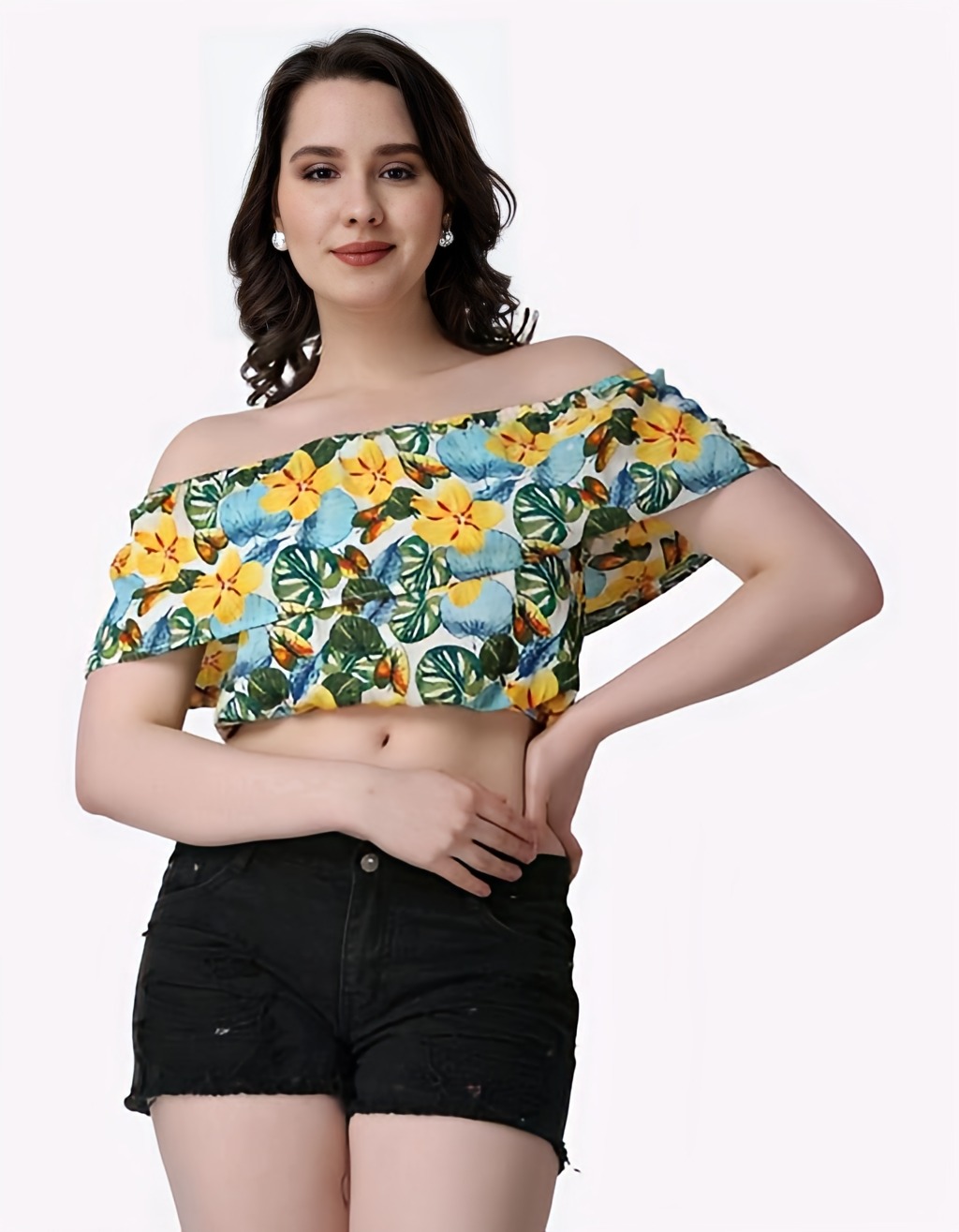 Off Shoulder Top - Multicolor, M, Free