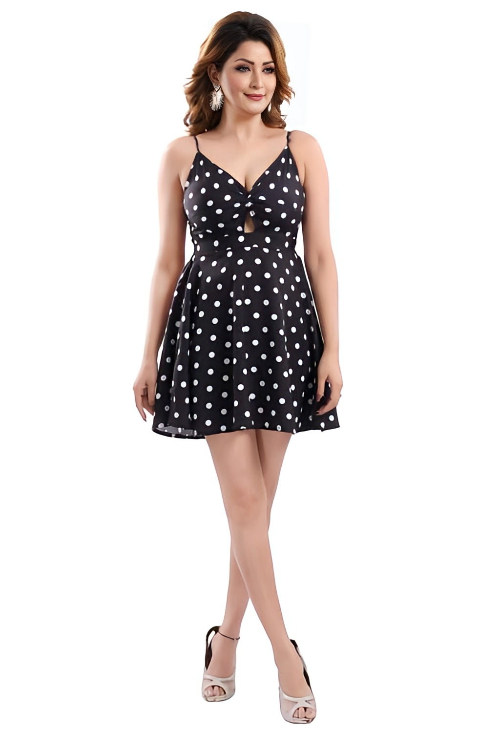 Polka Dot Dress - Black, XS, Free