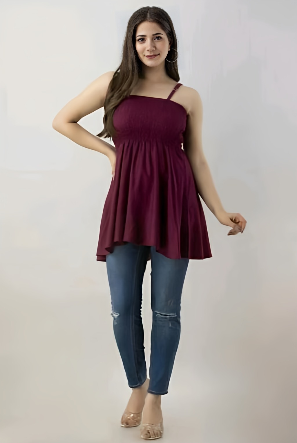 Kurta Top - Wine Berry, M, Free