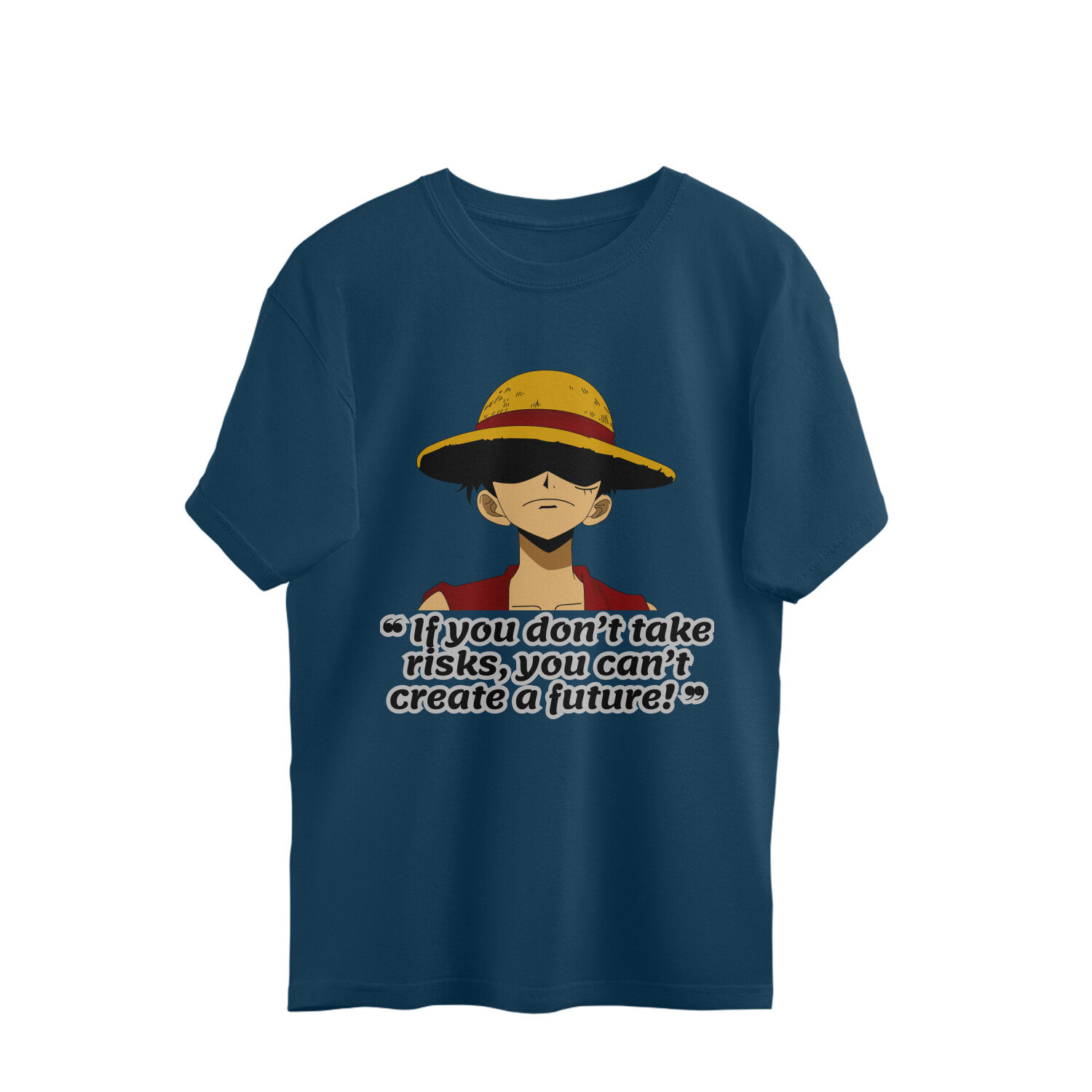 One Piece Quote Oversized T-shirt - Nile Blue, L, Free